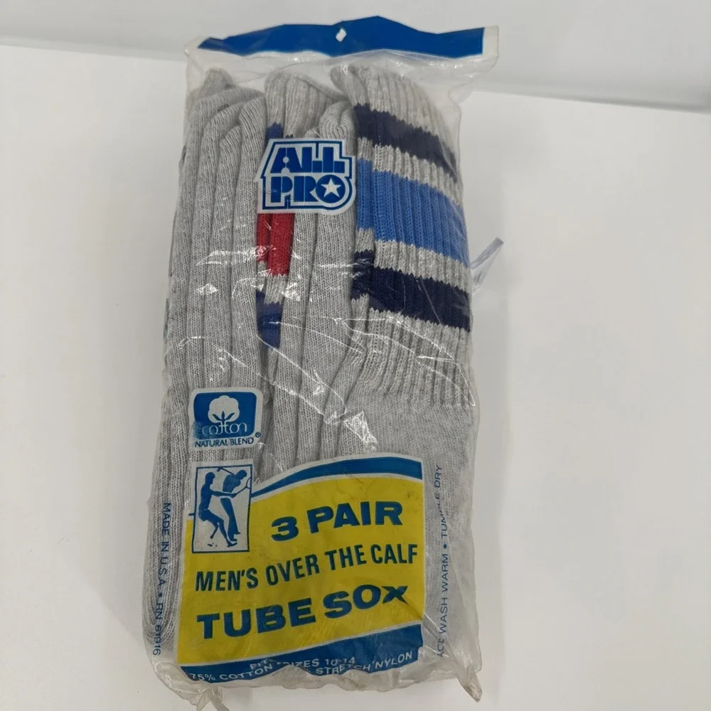 Vintage ALL PRO Tube Sox Socks NEW Dead STOCK UNOPENED Size 10 to 14 USA